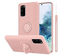 cadorabo cover compatible with Samsung Galaxy S20 in LIQUID PINK - Mobile Phone Case made of flexible TPU Silicone with Ring - Silicone Cover Protective Ultra Slim Soft Back Case Bumper