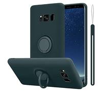 cadorabo cover compatible with Samsung Galaxy S8 in LIQUID GREEN - Mobile Phone Case made of flexible TPU Silicone with Ring - Silicone Cover Protective Ultra Slim Soft Back Case Bumper
