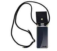 cadorabo Necklace Case works with Sony Xperia X Compact in BLACK - Transparent TPU Silicone Cover with Golden Rings, Sling Strap and Removable Etui