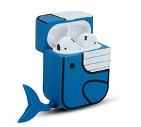 cadorabo Protective cover compatible with Apple AirPod 1 & 2 - portable silicone headphone case 3D keychain - Design Blue Whale - earplug cover case box