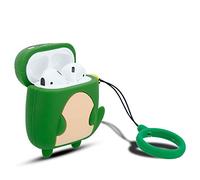 cadorabo Protective cover compatible with Apple AirPod 1 & 2 - portable silicone headphone case 3D keychain - Design Happy Dinosaur - earplug cover case box