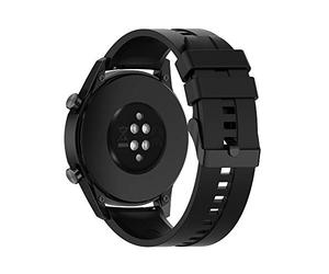 cadorabo Silicone Bracelet 22mm compatible with Samsung Galaxy Gear S3 / Gear 2 in BLACK - Replacement Bracelet for Huawei Watch GT for Ticwatch Pro for Pepple Time for Amazfit Pace uvm