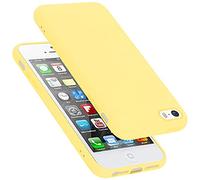 cadorabo silicone case compatible with Apple iPhone 5 / 5S / SE 2016, mobile phone cover for iPhone 5 / 5S / SE 2016- impact-resistant, thin, Silky-Soft Touch Protective Phone Case - LIQUID YELLOW