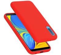 cadorabo silicone case compatible with Samsung Galaxy A7 2018, mobile phone cover for Galaxy A7 2018- impact-resistant, thin, Silky-Soft Touch Full-Body Protective Phone Case - LIQUID RED