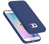 cadorabo silicone case compatible with Samsung Galaxy S6 EDGE PLUS, mobile phone cover for Galaxy S6 EDGE PLUS- impact-resistant, thin, Silky-Soft Touch Full-Body Protective Phone Case - LIQUID BLUE