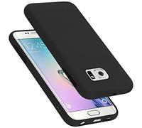 cadorabo silicone case compatible with Samsung Galaxy S6 EDGE PLUS, mobile phone cover for Galaxy S6 EDGE PLUS- impact-resistant, thin, Silky-Soft Touch Full-Body Protective Phone Case - LIQUID BLACK