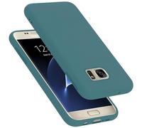 cadorabo silicone case compatible with Samsung Galaxy S7, mobile phone cover for Galaxy S7- impact-resistant, thin, Silky-Soft Touch Full-Body Protective Phone Case - LIQUID GREEN