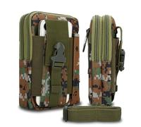 cadorabo tactical mobile phone pouch in GREEN CAMOUFLAGE -molle EDC pouch compatible with Apple iPhone XR with shoulder strap - additional pouch military belt pouch max. 6.7 inch hip pouch