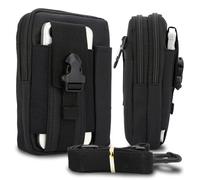 cadorabo tactical mobile phone pouch in PLAIN BLACK -molle EDC pouch compatible with Apple iPhone XR with shoulder strap - additional pouch military belt pouch max. 6.7 inch hip pouch