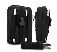 cadorabo tactical mobile phone pouch in PLAIN BLACK -molle EDC pouch compatible with Samsung Galaxy S23 ULTRA with shoulder strap - additional pouch military belt pouch max. 6.7 inch hip pouch