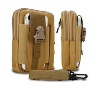 cadorabo tactical mobile phone pouch in PLAIN BROWN -molle EDC pouch compatible with Apple iPhone XR with shoulder strap - additional pouch military belt pouch max. 6.7 inch hip pouch