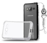 cadorabo - TPU Ultra Slim for > Samsung Galaxy J3 (5) - Model 2015 < Slim Waist Silicone Cover with Sling - Gel Case Bumper Protection Skin in TRANSPARENT