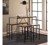 cadott wooden bar table with 1 bench and 2 stool in oak