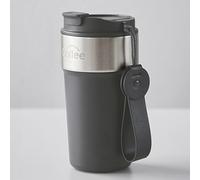 CadoZeal Travel Coffee Mug Insulated Tumbler, Vacuum SUS316 Thermal Cup with 2-in-1 Straw & Sip Lid & Leather Handle, Leakproof Reusable Bottle for Hot & Cold Drinks, 500ml, BPA Free, Grey