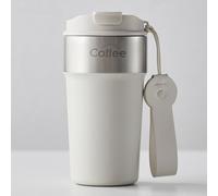 CadoZeal Travel Coffee Mug Insulated Tumbler, Vacuum SUS316 Thermal Cup with 2-in-1 Straw & Sip Lid & Leather Handle, Leakproof Reusable Bottle for Hot & Cold Drinks, 500ml, BPA Free