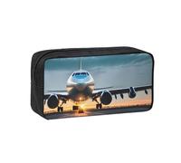 CADREWY Airplane In The Evening Light Print Unisex Simple Large-Capacity Pen Case Stationery Organizer Pouch Office Travel
