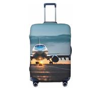 CADREWY - Airplane Print Travel Suitcase Protective Cover at Night with Elastic Anti-Scratch Carry On, Black/White, CH