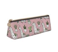 CADREWY Alpaca and Cactus Print Slim Pencil Case Large Capacity 8.3 x 2.2 x 2.4In Triangle Zippered Pen Holder