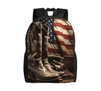 CADREWY American Flag with Cowboy Boots Print Stylish Waterproof Backpack Unisex Travel Work Outdoor Adventures Daily Essentials