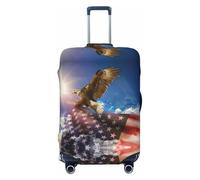 CADREWY American USA Flag Eagle Art Print Travel Suitcase Cover Luggage Protector with Elastic Anti Scratch for Carry On, Black, Small