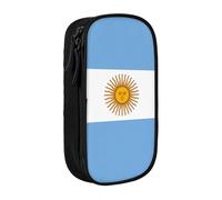 CADREWY Argentine Flag Print Stylish Pen Pouch Office Travel Supplies Multi-Function Organizer 2 Zipper Pockets, Black, One Size, Sport