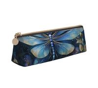 CADREWY Art Blue Dragonfly Print Slim Pencil Case Large Capacity 8.3 x 2.2 x 2.4In Triangle Zippered Pen Holder