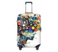 CADREWY - Artificial Brain Print Travel Luggage Protective Cover with Elastic Anti-Scratch Carry On, Black/White, X-Large