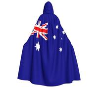 CADREWY Australian Flag Print Hooded Cloak For Adults Cosplay Costume Accessory Robe Carnival Masquerade Festival