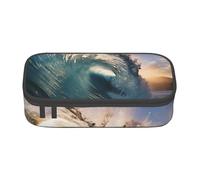 CADREWY Beautiful ocean waves Print Spacious Pencil Case 8.3 x 2 x 3.7 Inches Functional Storage for Office and Makeup