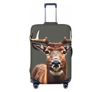 CADREWY Beauty Deer Print Travel Suitcase Cover with Elastic Anti-Scratch Carry On Luggage, Black/White, G