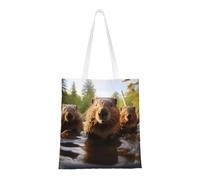 CADREWY beaver working1 Print Large Capacity Bag Lightweight Reusable Shopping Bags Foldable Stylish Work Travel