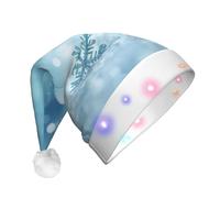 CADREWY Blue Christmas Snowflake1 Print adult Christmas Unisex Hat With Led Lights Santa Cap Holiday Celebrations Party