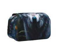 CADREWY Blue Eyes Wolf1 Print Functional Pencil Case Smooth Zipper Travel Office Supplies Comfortable Daily Use