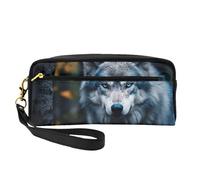 CADREWY Blue Eyes Wolf1 Print Women Makeup Bag Cosmetic Pouch Stationery Pencil Case Toiletry Travel Companion