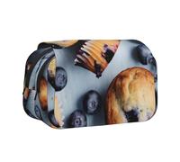 CADREWY Blueberry Muffin 02 Print Functional Pencil Case Smooth Zipper Travel Office Supplies Comfortable Daily Use