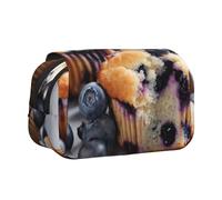 CADREWY Blueberry Muffin 03 Print Functional Pencil Case Smooth Zipper Travel Office Supplies Comfortable Daily Use