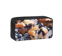 CADREWY Blueberry Muffin 03 Print Unisex Simple Large-Capacity Pen Case Stationery Organizer Pouch Office Travel