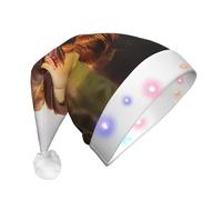 CADREWY Brown Labrador Retriever Print adult Christmas Unisex Hat With Led Lights Santa Cap Holiday Celebrations Party