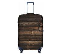 CADREWY - Brown Wood Print Decorative Washable Luggage Cover, white, X-Large