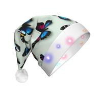 CADREWY Butterfly And Cello Print adult Christmas Unisex Hat With Led Lights Santa Cap Holiday Celebrations Party