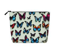 CADREWY - Butterfly and cello print toiletry bag, single layer makeup bag, travel cosmetic organizer, essential work bag