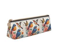 CADREWY - Butterfly Bird Pencil Case Large Capacity 8.3 x 2.2 x 2.4 inch Triangle with Zipper