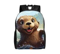 CADREWY Cartoon Cute Otter Print Stylish Waterproof Backpack Unisex Travel Work Outdoor Adventures Daily Essentials