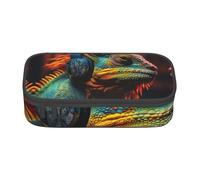 CADREWY Chameleon listen music Print Spacious Pencil Case 8.3 x 2 x 3.7 Inches Functional Storage for Office and Makeup