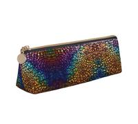 CADREWY Classic Snake Skin Print Slim Pencil Case Large Capacity 8.3 x 2.2 x 2.4In Triangle Zippered Pen Holder