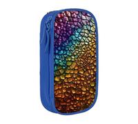 CADREWY Classic Snake Skin Print Stylish Pen Pouch Office Travel Supplies Multi-Function Organizer 2 Zipper Pockets, Blue, One Size, Sport