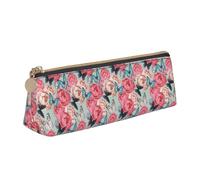 CADREWY - Colorful Flower Design Pencil Case, Large Capacity, 8.3 x 2.2 x 2.4 inches, Triangle with Zipper