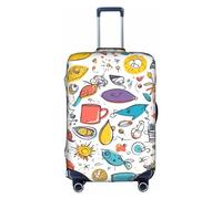CADREWY colorful Hand Drawn Feathers On White Print Decorative Washable Luggage Cover Personalized Anti Scratch Suitcase Protector, White, X-Large