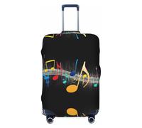 CADREWY - Colorful Music Notes Print Anti-scratch Travel Luggage Protective Cover for Carrying, Black, Mediano