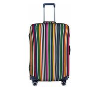 CADREWY Colorful stripes Print Decorative Washable Luggage Cover Personalized Anti Scratch Suitcase Protector, White, Small